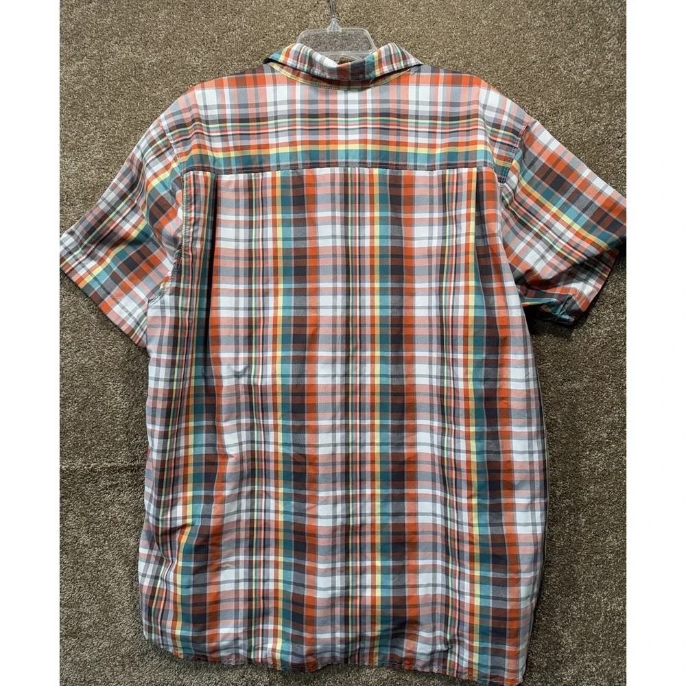 The North Face Button Up‎ Shirt Adult 2XL XXL Orange Plaid Outdoors Mens